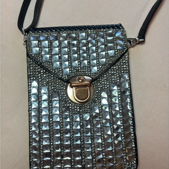 Handbags - Embellished Metallic Stud Crossbody